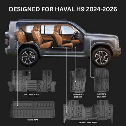 MOTOR FIT 3D Car Floor Mats Set of 4 for Haval H9 2024–2026