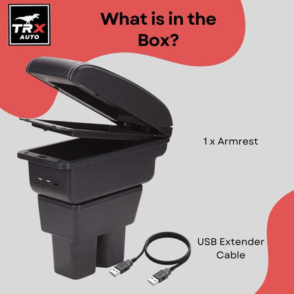 TRX AUTO Paded Armrest Storage Box With Double Layer Organizer and 3 USB Ports For Suzuki Jimny 3 & 5 Door JB64 JB74 (2019-2026)