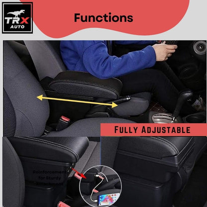 TRX AUTO Paded Armrest Storage Box With Double Layer Organizer and 3 USB Ports For Suzuki Jimny 3 & 5 Door JB64 JB74 (2019-2026)