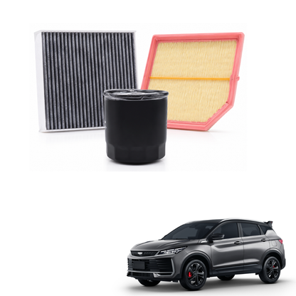MOTOR FIT 3-in-1 Filter Service Kit for Geely Coolray (2021-2026), Cabin Air Filter + Engine Air Filter + Oil Filter, Complete Maintenance Replacement Set
