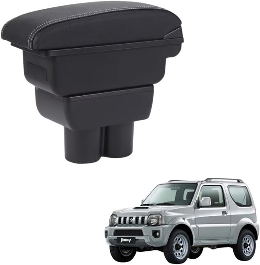 TRX AUTO Paded Armrest Storage Box With Double Layer Organizer and USB & Type-C Charging Ports for 3 Door Suzuki Jimny JB23 JB43 (1999-2017)