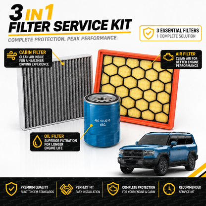 MOTOR FIT 3-in-1 Filter Service Kit for Jetour G700 (2026+), Cabin Air Filter + Engine Air Filter + Oil Filter, Complete Maintenance Replacement Set