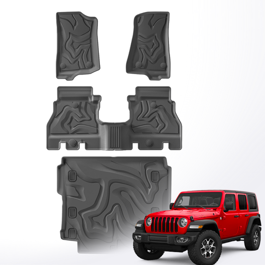 3D Car Floor Mats Set Of 4 For Jeep Wrangler JL 2018-2026