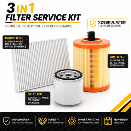 MOTOR FIT 3-in-1 Filter Service Kit for MG ZS (2020-2026), Cabin Air Filter + Engine Air Filter + Oil Filter, Complete Maintenance Replacement Set