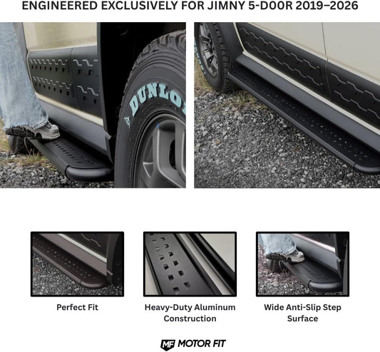 MOTOR FIT Aluminum Side Steps for Suzuki Jimny 3 and 5 Door 2019–2026 (JB74)