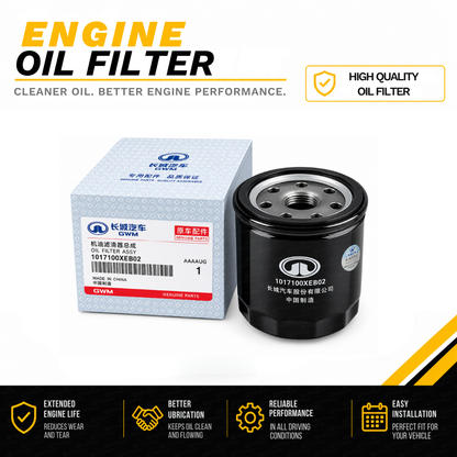 MOTOR FIT Oil Filter for Great Wall HAVAL F7, F7X, F5, H4, and H6 (2020-2021) | Engine Oil Filter Replacement GW4B15A GW4B15 GW4B13 1.5T | Part No. 1017100XEB02