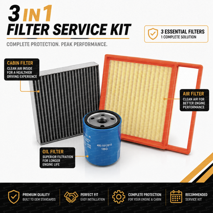 MOTOR FIT 3-in-1 Filter Service Kit for Jetour T1 (2025-2026), Cabin Air Filter + Engine Air Filter + Oil Filter, Complete Maintenance Replacement Set