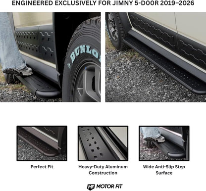 MOTOR FIT Aluminum Side Steps for Suzuki Jimny 3 and 5 Door 2019–2026 (JB74)