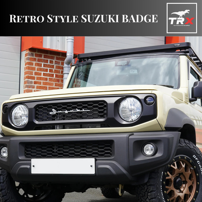 TRX AUTO Script Emblem Badge for Suzuki Jimny – Vintage Exterior Design in three colors (Red, Black, Silver)