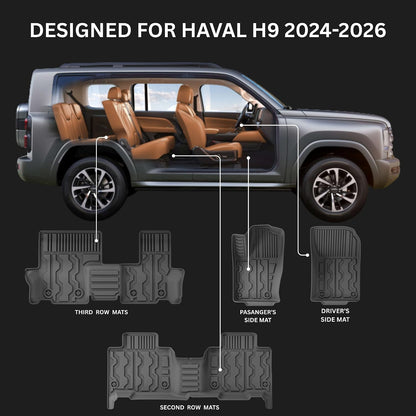 MOTOR FIT 3D Car Floor Mats Set of 4 for Haval H9 2024–2026