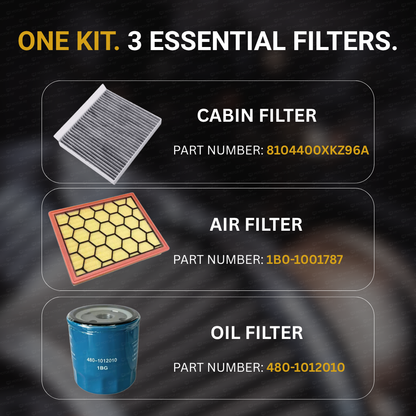 MOTOR FIT 3-in-1 Filter Service Kit for Jetour G700 (2026+), Cabin Air Filter + Engine Air Filter + Oil Filter, Complete Maintenance Replacement Set