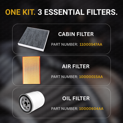 MOTOR FIT 3-in-1 Filter Service Kit for Rox 01 Jishi 01 (2024-2026), Cabin Air Filter + Engine Air Filter + Oil Filter, Complete Maintenance Replacement Set