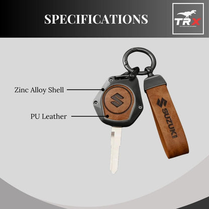 TRX AUTO Key Cover with Leather Keychain for Suzuki