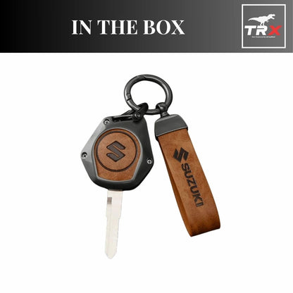 TRX AUTO Key Cover with Leather Keychain for Suzuki