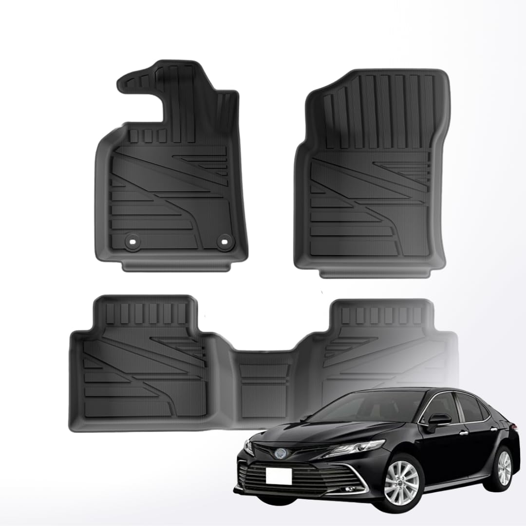 Motor Fit 3D All-Weather Car Floor Mats for Toyota Camry 2018-2023 | 3-Piece Waterproof Set with Anti-Slip Backing & Raised Edges | Interior Accessories for Toyota Camry