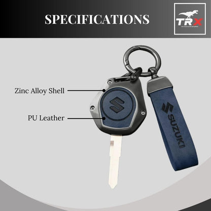 TRX AUTO Key Cover with Leather Keychain for Suzuki