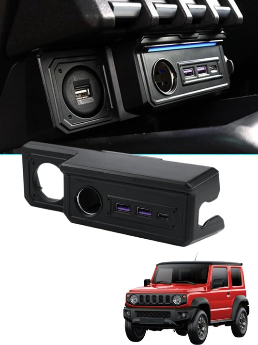 car charger, suzuki jimny car charger, suzuki jimny car accessories, jimny 2025 accessories, multi charging port, suzuki jimny multi charging port, Type-C PD, USB car charger, QC3.0 car charger, 12V Jack car charger, suzuki jimny 2-door charger, suzuki jimny 4-door charger