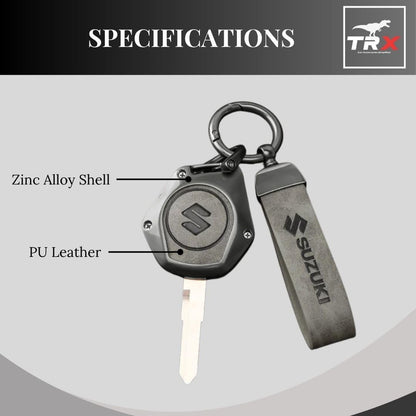 TRX AUTO Key Cover with Leather Keychain for Suzuki