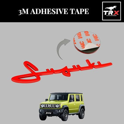 TRX AUTO Script Emblem Badge for Suzuki Jimny – Vintage Exterior Design in three colors (Red, Black, Silver)