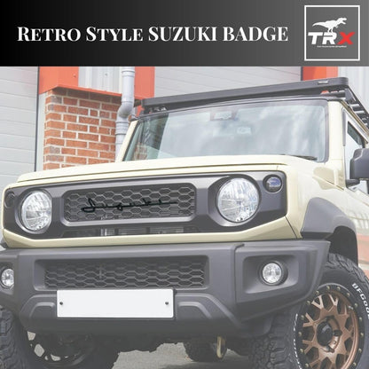 TRX AUTO Script Emblem Badge for Suzuki Jimny – Vintage Exterior Design in three colors (Red, Black, Silver)