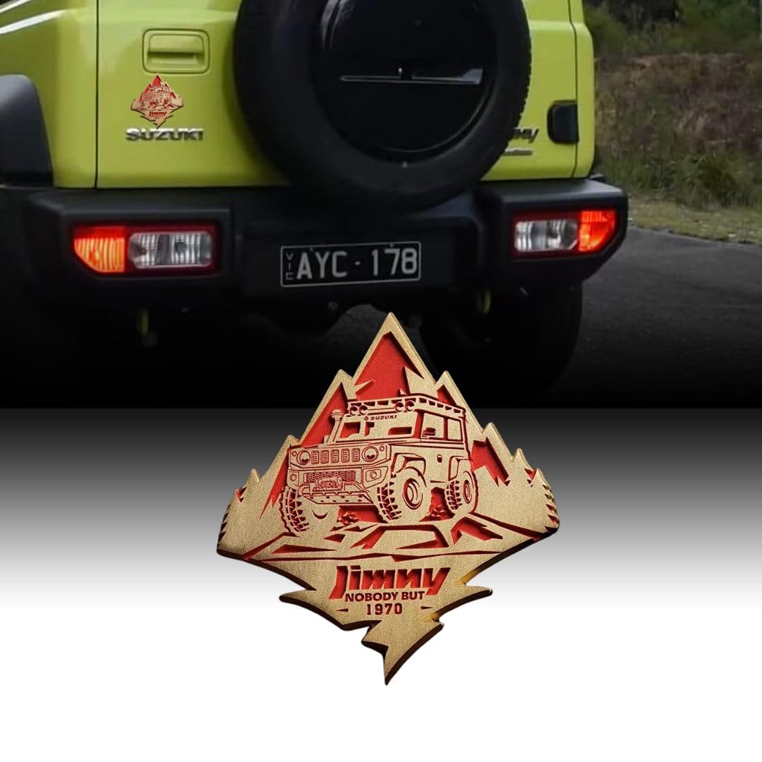 Jimny, suzuki jimny, jimny badge, jimny retro badge, suzuki accessories, suzuki exterior accessories, suzuki jimny accessories, suzuki swift, suzuki swift accessories, suzuki jimny accessories 2025, suzuki swift car accessories, suzuki badge emblem, suzuki emblem badge, car retro badge, jimny abs logo, suzuki abs badge, Jimny metal sticker, Jimny logo sticker, Jimny nobody but 1970 badge, Suzuki Jimny metal body emblem, Red gold Jimny mountain badge, jimny red badge, jimny gold badge
