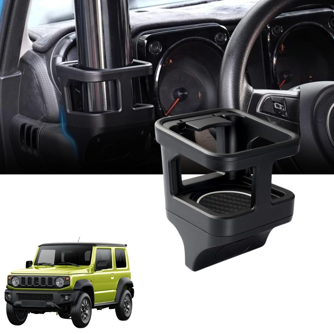 Suzuki Jimny, cup holder, 2019-2023, vehicle-specific accessory, non-slip cup holder, durable ABS, metal cup holder, easy installation, Allen key included, stable beverage holder, practical car accessory, washable cup holder, Suzuki Jimny 2024 accessories, suzuki jimny 2025 accessories, suzuki jimny 4 door 2024 accesories,