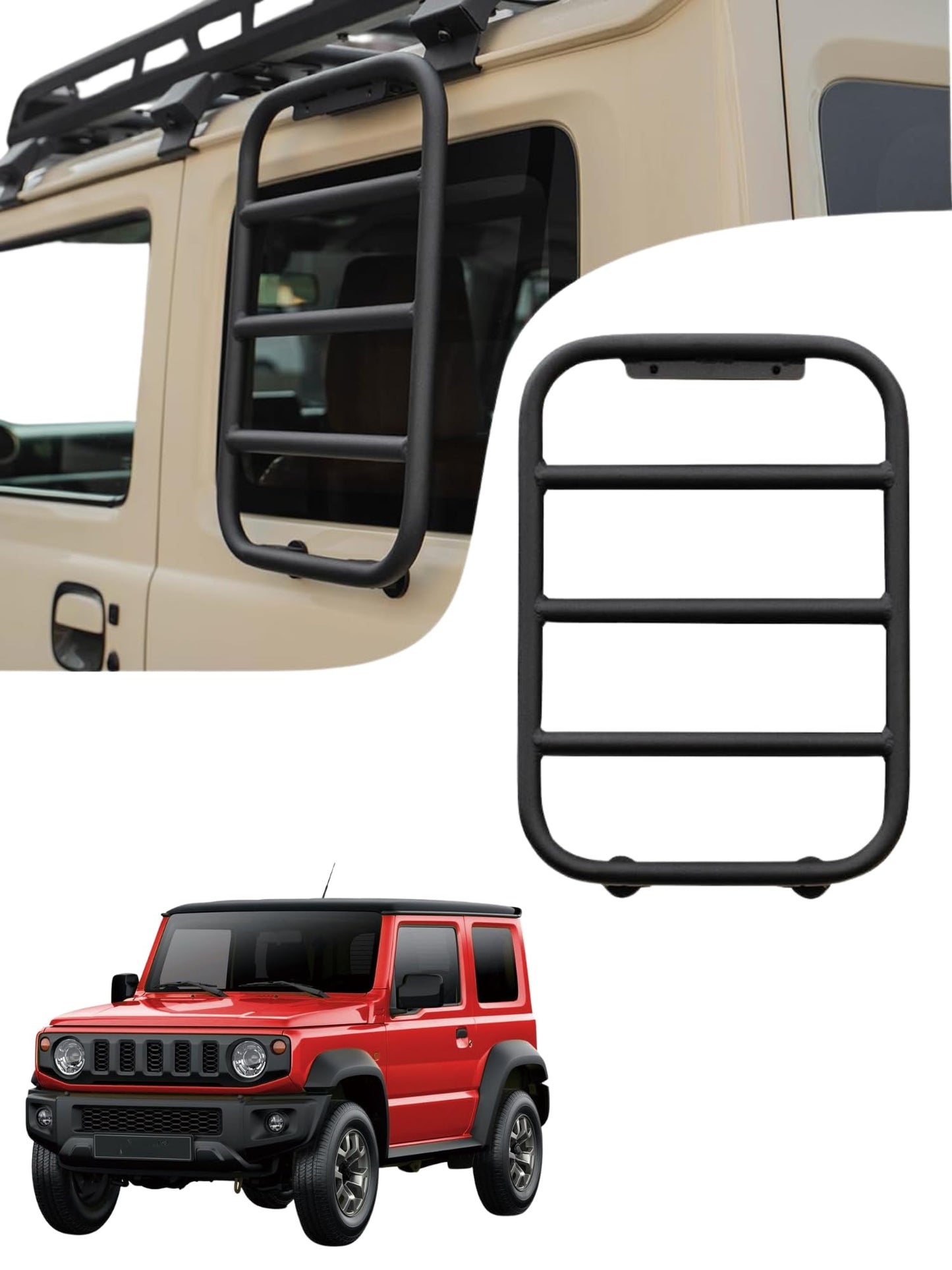 suzuki jimny ladder, Side ladder for jimny, suzuki jimny accessories, jimny 2018-2025 ladder, suzuki jimny Side ladder, no-drill jimny ladder, aluminum ladder for jimny, 2-door jimny ladder, 5-door jimny ladder, jimny roof access ladder, lightweight jimny ladder, durable Side ladder, suzuki jimny off-road ladder, car ladder for jimny, suzuki jimny exterior accessories