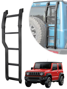 suzuki jimny ladder, rear ladder for jimny, suzuki jimny accessories, jimny 2018-2025 ladder, suzuki jimny rear ladder, no-drill jimny ladder, aluminum ladder for jimny, 2-door jimny ladder, 5-door jimny ladder, jimny roof access ladder, lightweight jimny ladder, durable rear ladder, suzuki jimny off-road ladder, car ladder for jimny, suzuki jimny exterior accessories