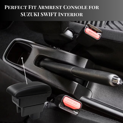 TRX AUTO Adjustable Armrest Console for Suzuki Swift with USB Ports