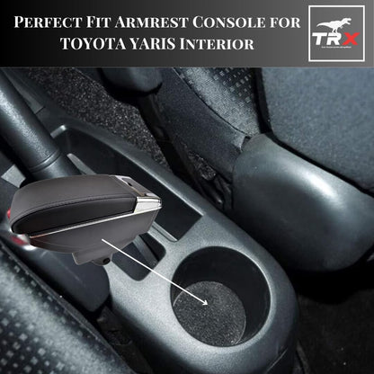 TRX AUTO Adjustable Armrest with Cup Holder for Toyota Yaris (2013-2018)