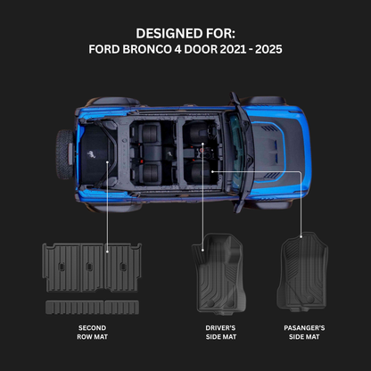 Ford Bronco 4-Door Floor Mats – 4-Piece + Seat Back Mat