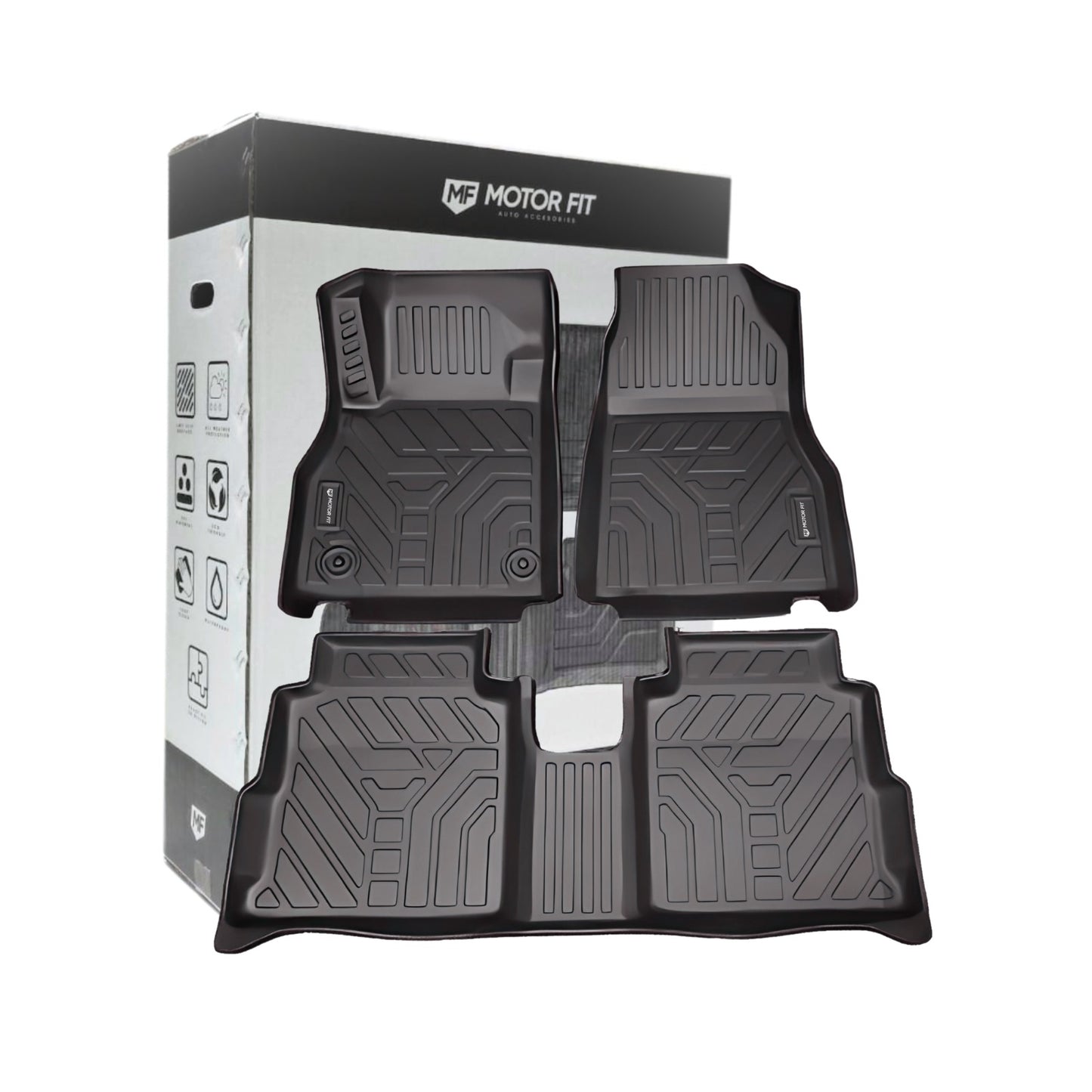 MOTOR FIT Floor Mats for Nissan Kicks (2017 - 2024) | All-Weather TPE | Waterproof, Anti-Slip, Anti-Scratch, Raised Edge | Eco-Friendly & Odorless Floor Mats