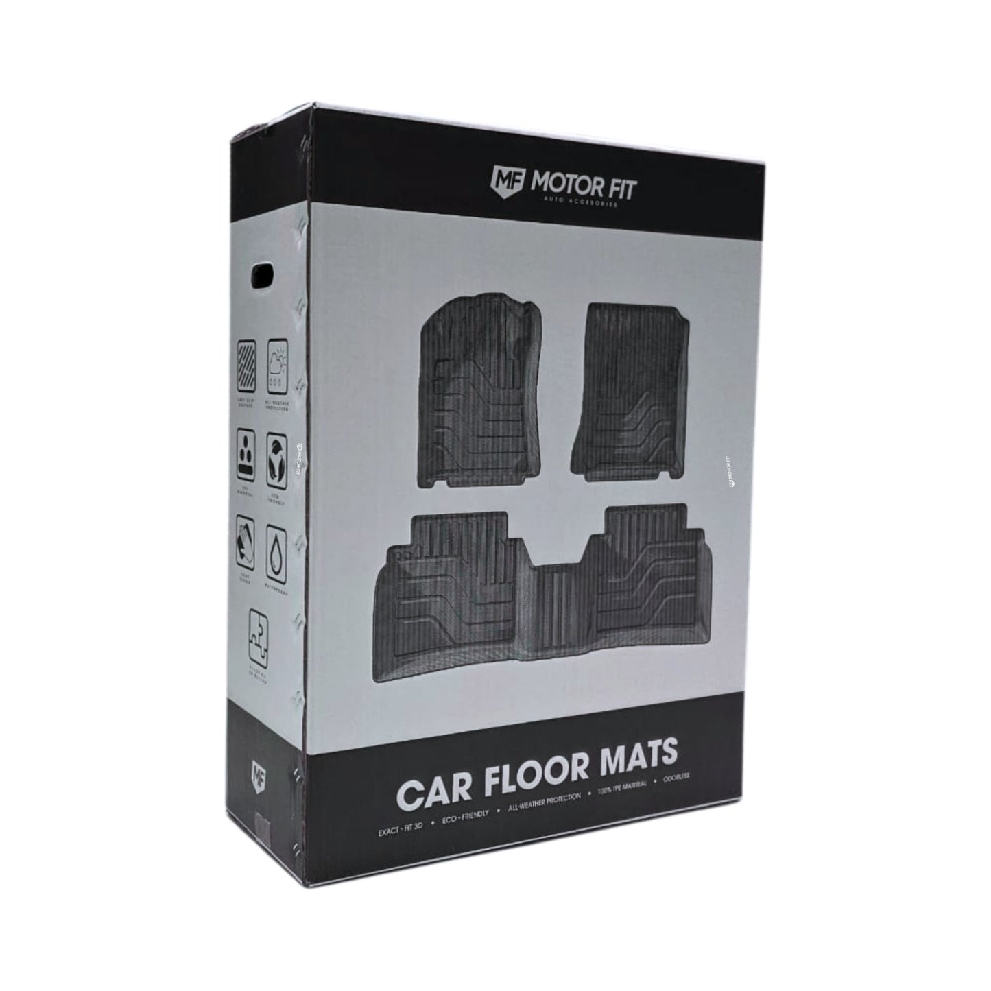 MOTOR FIT Floor Mats for Nissan Kicks (2017 - 2024) | All-Weather TPE | Waterproof, Anti-Slip, Anti-Scratch, Raised Edge | Eco-Friendly & Odorless Floor Mats