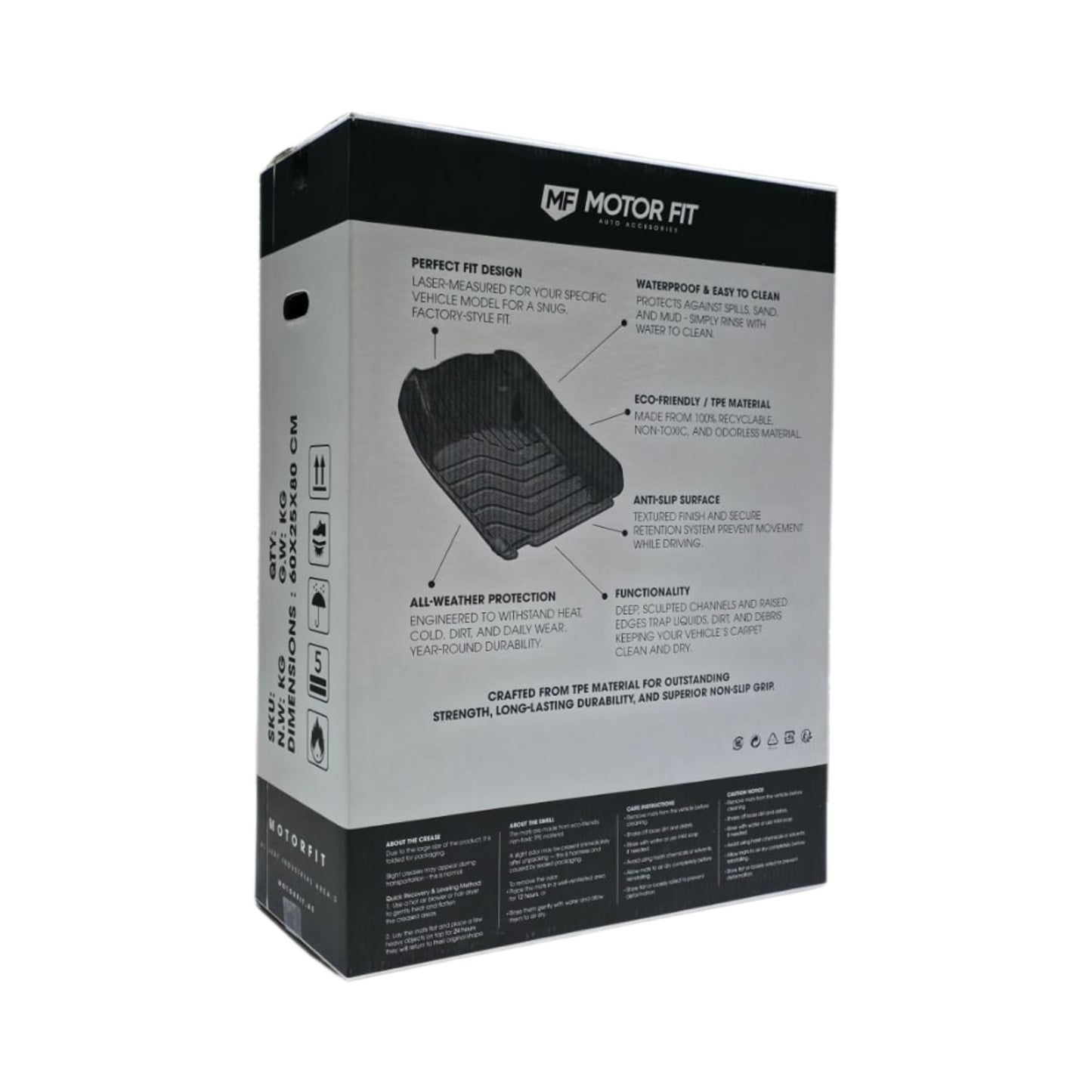 MOTOR FIT Floor Mats for Nissan Kicks (2017 - 2024) | All-Weather TPE | Waterproof, Anti-Slip, Anti-Scratch, Raised Edge | Eco-Friendly & Odorless Floor Mats