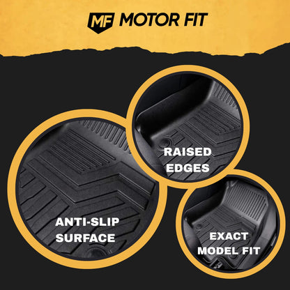MOTOR FIT Floor Mats for Nissan Kicks (2017 - 2024) | All-Weather TPE | Waterproof, Anti-Slip, Anti-Scratch, Raised Edge | Eco-Friendly & Odorless Floor Mats